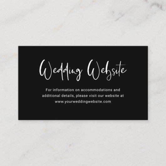 Carte D'accompagnement Noir moderne | Site mariage (Devant)