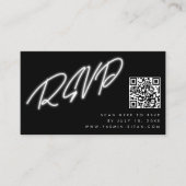 Carte D'accompagnement Noir noir QR code mariage RSVP blanc Neon (Devant)