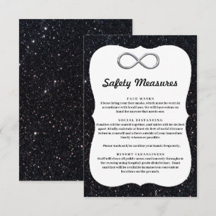 Carte D'accompagnement Noir Pailleté Argent Mesures de Sécurité Infinies