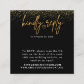 Carte D'accompagnement Noir romantique et or QR Code Mariage RSVP (Devant)