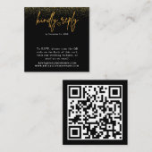 Carte D'accompagnement Noir romantique et or QR Code Mariage RSVP (Devant / Derrière)