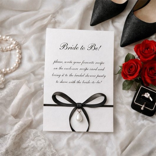 Carte D'accompagnement Noir Ruban Avec Perle Ancien Style Argent Mariage