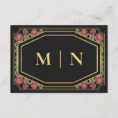 Carte D'accompagnement Noir Victorian gothique Roses épines mariage RSVP (Dos)
