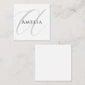 Carte D'accompagnement Nom chic monogramme initiale lettre calligraphie  (Devant / Derrière)