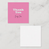 Carte D'accompagnement Nom de calligraphie Élégant rose Plaine Merci (Devant / Derrière)