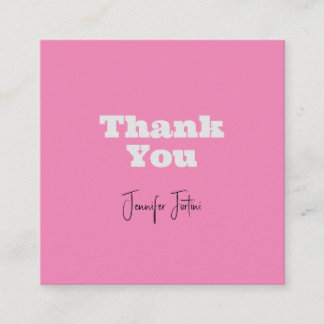 Carte D'accompagnement Nom de calligraphie Élégant rose Plaine Merci