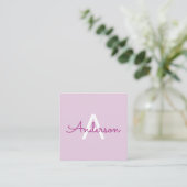 Carte D'accompagnement Nom de script & monogramme | Magenta & Violet clai (Debout devant)
