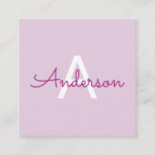 Carte D'accompagnement Nom de script & monogramme | Magenta & Violet clai (Devant)