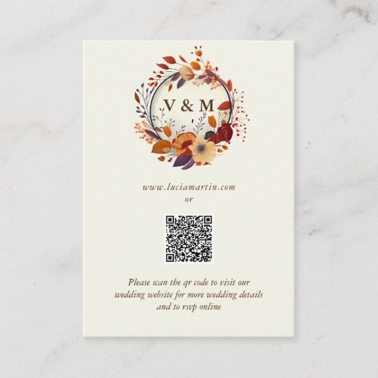 Carte D'accompagnement Nom Fleur sauvage d'automne classique QR Code Mari (Devant)