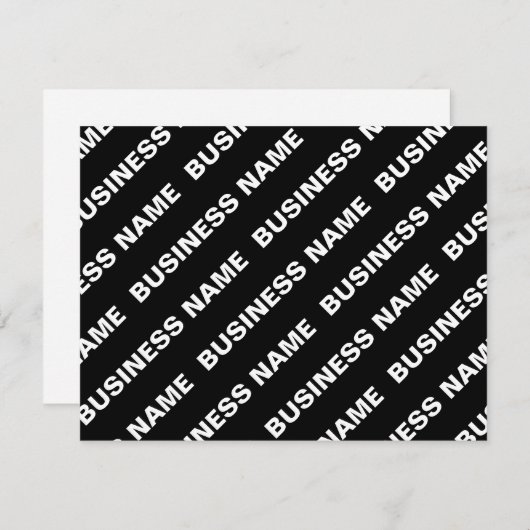 Carte D'accompagnement Nom modifiable répété en gras | Blanc noir simple (Devant / Derrière)