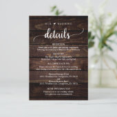 Carte D'accompagnement Nos Détails Mariages, Bois foncé rustique (Debout devant)