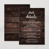 Carte D'accompagnement Nos Détails Mariages, Bois foncé rustique (Devant / Derrière)