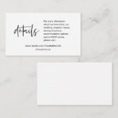 Carte D'accompagnement Nos détails mariages, Calligraphie moderne (Devant / Derrière)