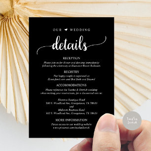 Carte D'accompagnement Nos détails Mariages, Rustic Classy Black