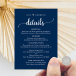 Carte D'accompagnement Nos détails Mariages, Rustic Navy Blue Script<br><div class="desc">Il s'agit du Rustic Script,  police noire,  Notre carte de boîtier Détails Mariage,  où vous pouvez inclure votre réception de mariage,  options d'hébergement,  votre site Web mariage et d'autres. Vous pouvez modifier les couleurs de police et ajouter les détails de votre mariage dans la police / lettering correspondante. #TeeshaDerrick</div>