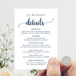 Carte D'accompagnement Nos détails Mariages, Rustic Navy Blue Script<br><div class="desc">Il s'agit du Rustic Script,  police noire,  Notre carte de boîtier Détails Mariage,  où vous pouvez inclure votre réception de mariage,  options d'hébergement,  votre site Web mariage et d'autres. Vous pouvez modifier les couleurs de police et ajouter les détails de votre mariage dans la police / lettering correspondante. #TeeshaDerrick</div>