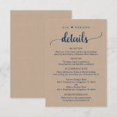 Carte D'accompagnement Nos détails Mariages, Rustique Brown Kraft Navy Bl (Devant / Derrière)