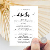 Carte D'accompagnement Nos détails Mariages, Script noir rustique