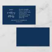 Carte D'accompagnement Nos détails mariages, site, RSVP, Navy Blue (Devant / Derrière)