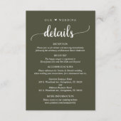 Carte D'accompagnement Nos détails Mariages, vert olive rustique (Devant)