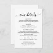 Carte D'accompagnement Nos détails, Script Mariage rustique (Devant / Derrière)