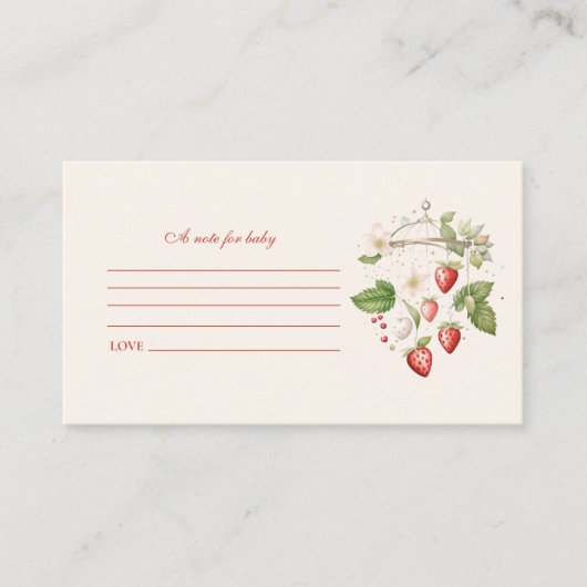 Carte D'accompagnement Note Baby shower fraise pour bébé (Devant)