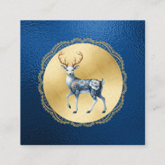 Carte D'accompagnement Note de fin élégante or et bleu pour Noël