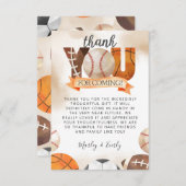 Carte D'accompagnement Note de remerciement pour le ballon sportif (Devant / Derrière)