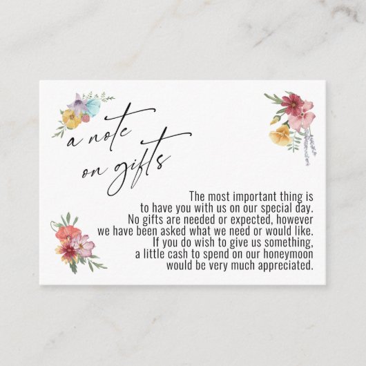 Carte D'accompagnement Note sur les cadeaux peints Mariage Fleur sauvage (Devant)