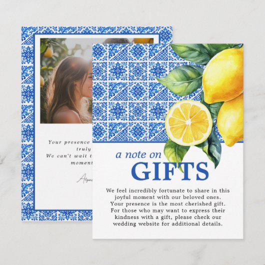 Carte D'accompagnement 🌈 Note sur les cadeaux Romance Azul & Limone (Devant / Derrière)