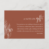 Carte D'accompagnement Note Sur Les Cadeaux Terracotta Boho Mariage Souha (Devant)