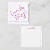 Carte D'accompagnement Notes de déjeuner arc-en-ciel rose (Devant / Derrière)