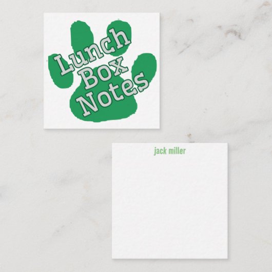 Carte D'accompagnement Notes de déjeuner Paw Cougar Vert (Devant / Derrière)