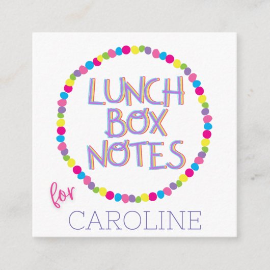 Carte D'accompagnement Notes de Lunchbox (Devant)