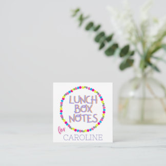Carte D'accompagnement Notes de Lunchbox