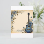 Carte D'accompagnement Notes de musique guitare Fleurs (Debout devant)