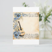 Carte D'accompagnement Notes de musique guitare Fleurs (Debout devant)