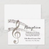 Carte D'accompagnement Notes de musique simples pour réception de mariage (Devant / Derrière)