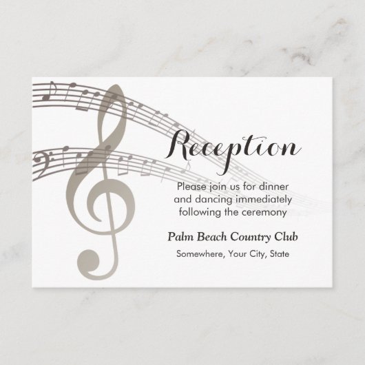 Carte D'accompagnement Notes de musique simples pour réception de mariage (Devant)