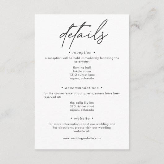 Carte D'accompagnement Nothing Fancy Just Love Minimalist Wedding Details (Devant)
