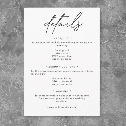 Carte D'accompagnement Nothing Fancy Just Love Minimalist Wedding Details