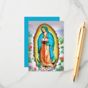 Carte D'accompagnement Notre-Dame de Guadalupe Floral avec Prière
