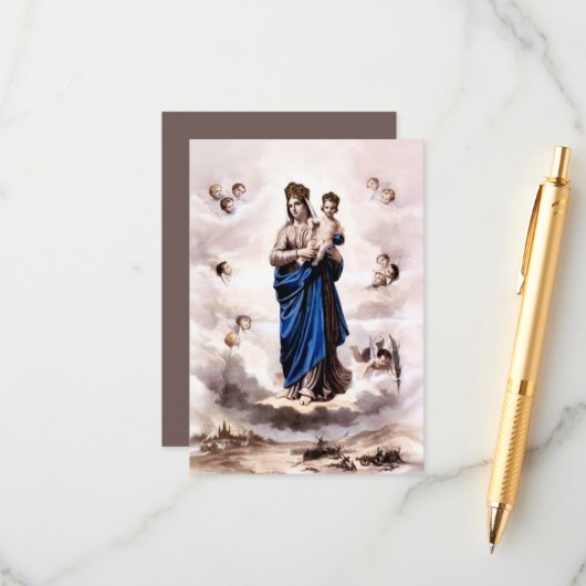 Carte D'accompagnement Notre Dame de l'Prompte Succor BW avec prière (Devant/Arrière en situation)