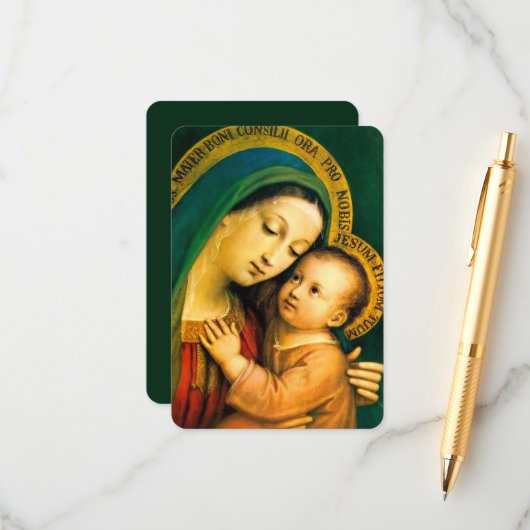 Carte D'accompagnement Notre-Dame du Bon Conseil avec prière (Devant/Arrière en situation)