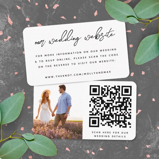 Carte D'accompagnement Notre site Mariage | QR Code photo simple RSVP