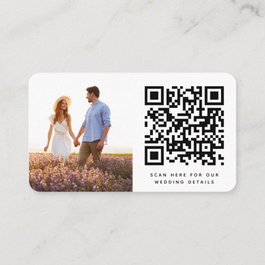 Carte D'accompagnement Notre site Mariage | QR Code photo simple RSVP (Dos)