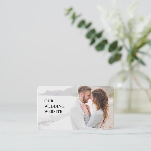 Carte D'accompagnement Notre site web mariage code QR scanner photo perso (Debout devant)