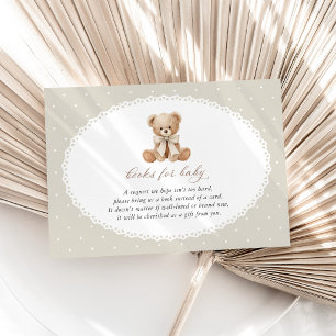 Carte D'accompagnement Nounours en peluche, Nœud, Points beige, Livres po