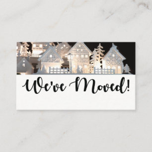 Carte D'accompagnement Nous avons déménagé des maisons de Noël éclairées