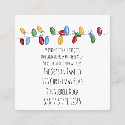 Carte D'accompagnement Nous avons déménagé Enclos pour guirlandes de sap (Dos)